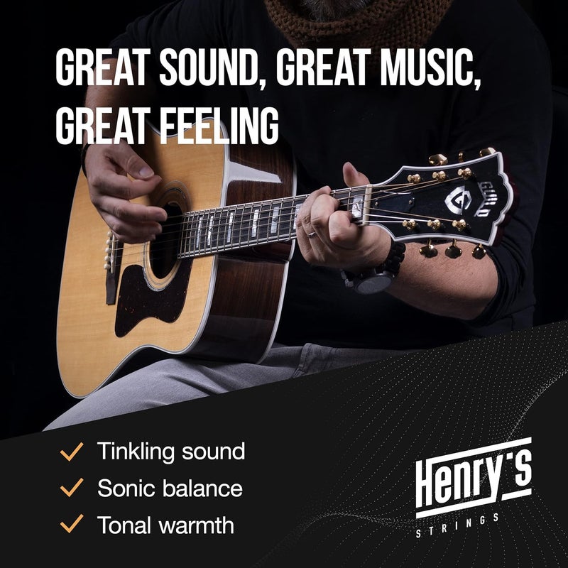 Henry's Strings 2-Pack Extra Light Acoustic Guitar Strings 09-44 - Easy On Fingers & Excellent Sound - Extra 2xE-1 String & 3xGuitar Picks - Super Light Acoustic Guitar Strings - Steel Guitar Strings Acoustic 6 Set - Image 4